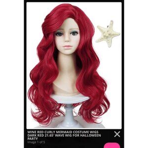 New Wine Red Mermaid Wig 21.65in